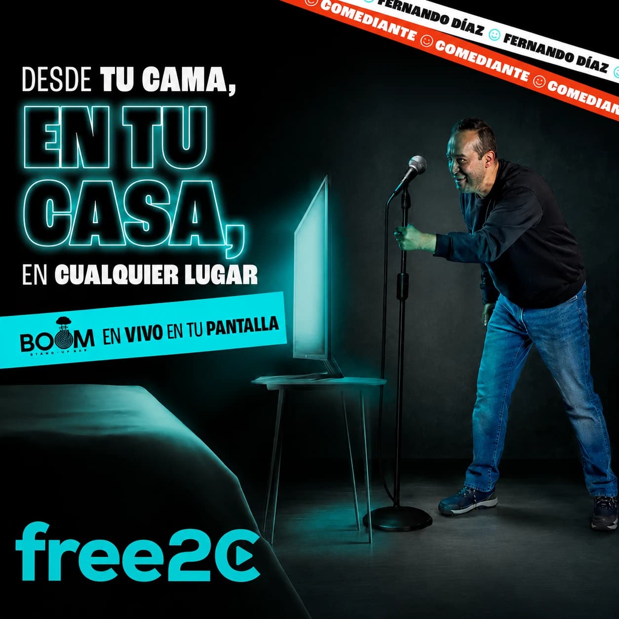 ¿Estás en otra ciudad? Conéctate a las mejores noches de comedia en vivo con Free2C